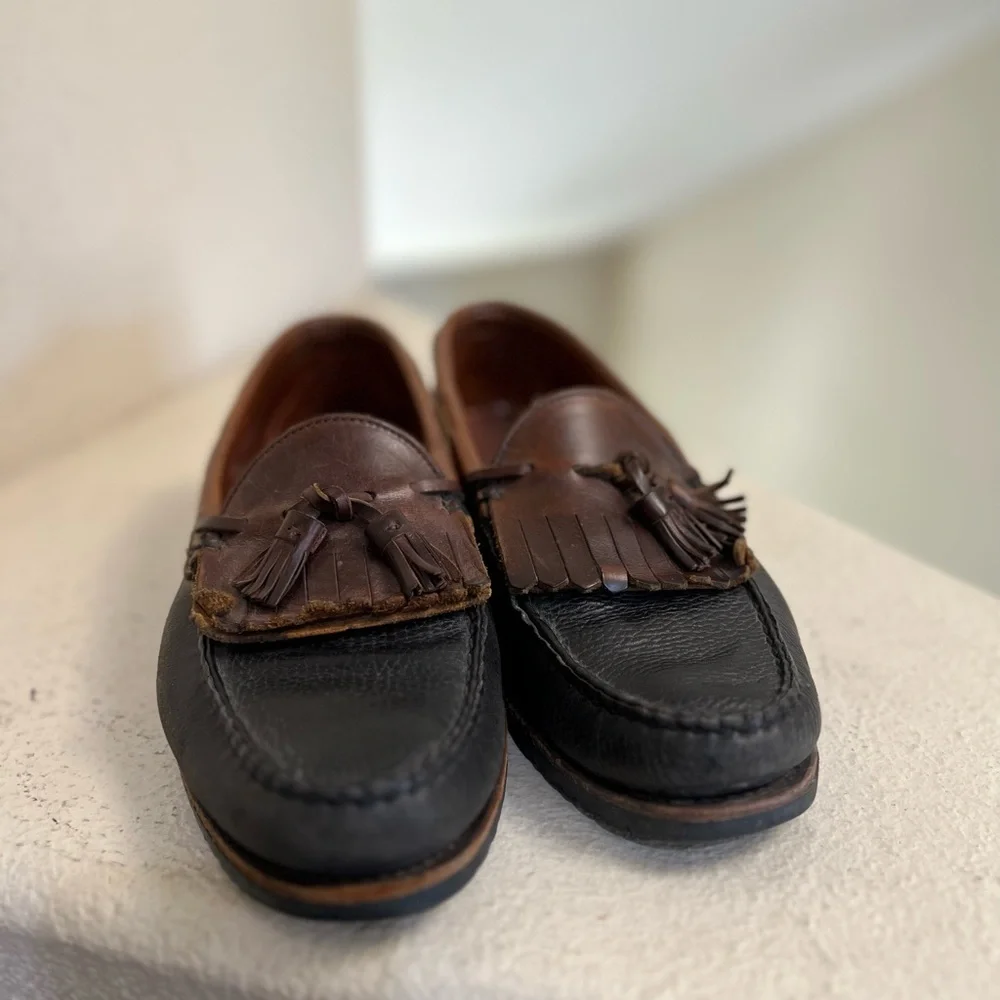 Allen Edmonds Nashua Loafers Shoes 12‎ D Black Brown Leather Tassel Made In USA